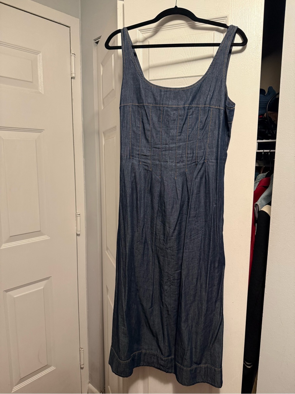 DKNY Denim Scoop-Neck Midi Dress in Indigo